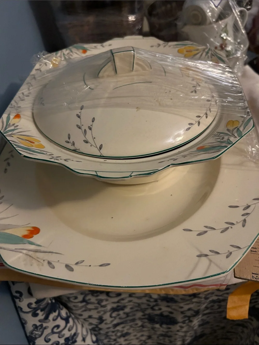 Alfred Meakin 3 pc set  Porcelain Covered Serving Platter 14.5”  Tureen with Lid